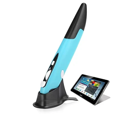 Image of Computer Pen Mouse,USB Stylus PC Parts Wireless Mouse,Pen‑Type Personalized Innovative Vertical,Ergonomic Design Mouse,for Windows/Android/Linux/OS X(Blue)