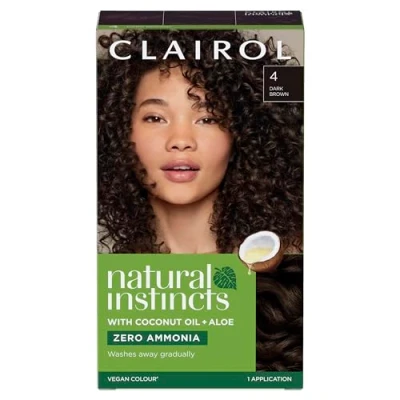 Image of Clairol Natural Instincts Semi Permanent No Ammonia Hair Dye, 4 Dark Brown