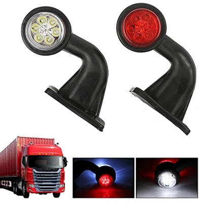 Image of Etomvoop 2Pcs 12LED Side Marker Lights 12V 24V White &amp; Red Elbow Light Indicator Lamps for Car Truck Trailer Caravans