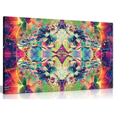 Image of Psychedelic Trippy Art Colour Explosion Canvas Wall Picture Print (18x12in)