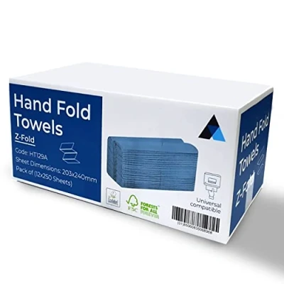 Image of Z Fold Blue Paper Towels 3000 Sheets Extra Strong and Super Absorbent 1 Ply Hand
