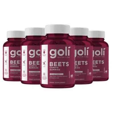 Image of Goli Nutritional Supplement, Beets Cardio Gummy 300 Count(5 Pack of 60) 100mg CoQ10 &amp; Beet Root Extract Gluten Free, Vegan, Non GMO, and Gelatin Free. Nature&#039;s Great Superfood.