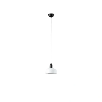 Image of Tatawin Small Dome Pendant Ceiling Light Black, Gloss White 1x E27