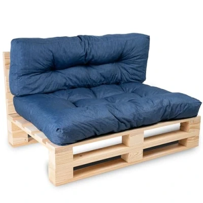 Image of bananair Pallet Cushions Outdoor Water Repellent &amp; UV Resistant Fabric Highly Comfortable Foam Padded Garden Furniture (1 Seat 120x80 cm + 1 Back 120x40 cm, Blue)