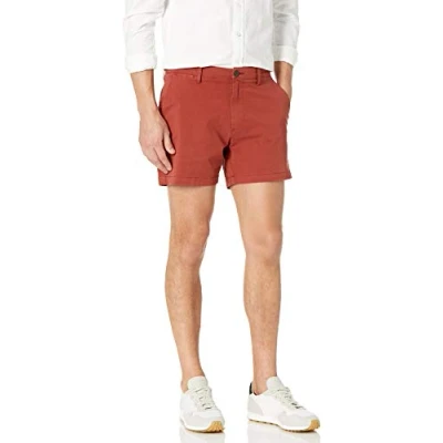Image of Amazon Essentials Men&#039;s Slim Fit 5&quot; Flat Front Comfort Stretch Chino Short (Previously Goodthreads), Rust, 28W