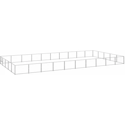 Image of vidaXL Dog Kennel Silver 50 m² Steel
