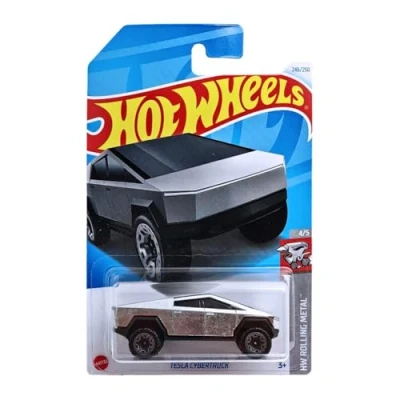 Image of Hot Wheels Tesla Cybertruck HW Rolling Metal 4/5 HTB55 Short Card ZAMAC Mattel 2024 1:64