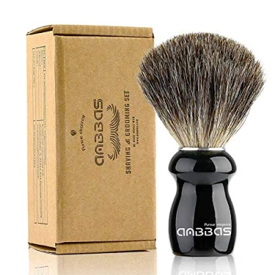 Image of Anbbas Pure Badger Hair Shaving Brush Barber Favor Black Wooden Handle for Man DE Safety Razor Wet Close Shave Set