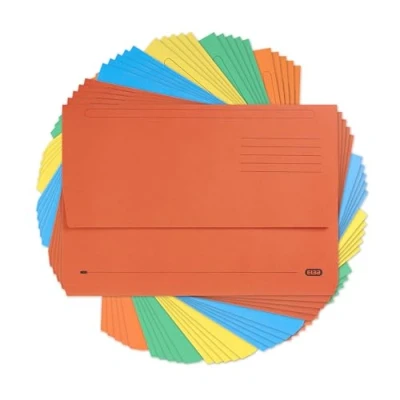 Image of Elba Foolscap Document Wallets, Assorted Colours, A4+, Pack of 25 Folders