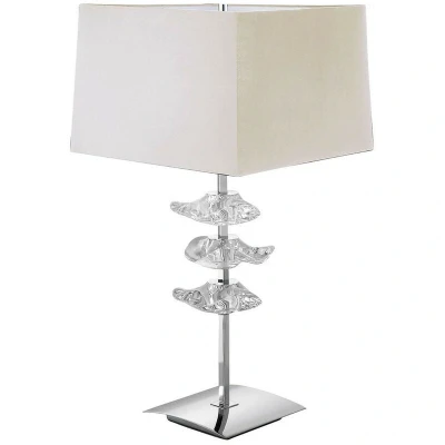 Image of Akira Table Lamp 2 Light E27, Polished Chrome With Cream Shade