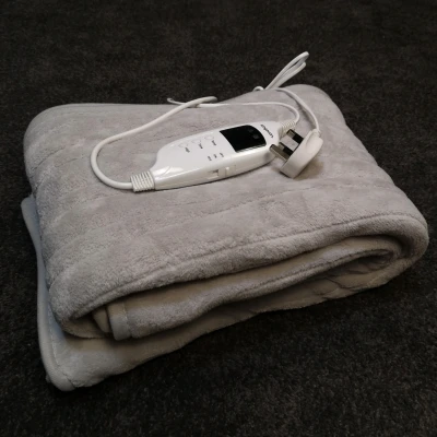 Image of 160cm 120w Grey Electric Throw Blanket with Temperature Settings
