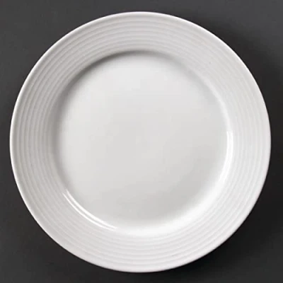 Image of Olympia Linear Wide Rimmed Plates White 250mm (12 pack)