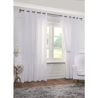Image of Emma Barclay Lined Eyelet Voile Curtain Pair in White Width 46 x Drop 54&quot; (116 137cm)