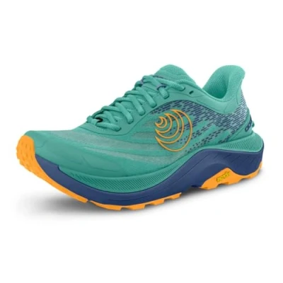 Image of Topo Athletic Men&#039;s Ultraventure 4 Comfortable Cushioned Durable 5MM Drop Trail Running Shoes, Shoes for Running, Aqua/Orange, 9.5