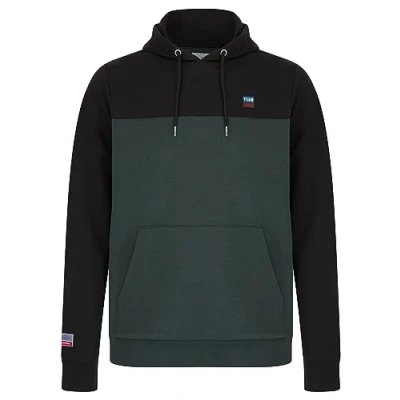 Image of Tokyo Laundry Men&#039;s Tremonti Colour Block Brushback Fleece Pullover Hooded Top Jet Black
