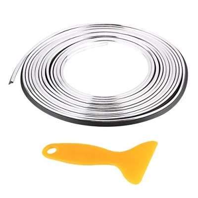 Image of Car Interior Decor Strip line Exterior Moulding Trim Strips Stickers Retrofit Decorative Flexible Strip, 5M 16.4 FT DIY(Silver) decorations