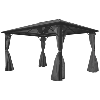 Image of vidaXL Gazebo with Curtain Anthracite Aluminium 400x300 cm
