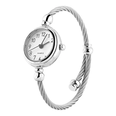 Image of YUYTE Women Quartz Watches, Watch and Bracelet Set for Women, Female Analog Round Alloy Strap Open Wristwatch Ladies Girls with Small Wrists (#04)