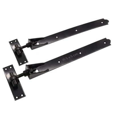 Image of Wyre Direct Adjustable Gate Hinges Pair 600mm 24&quot; Black Heavy Duty Hook and Band Stable
