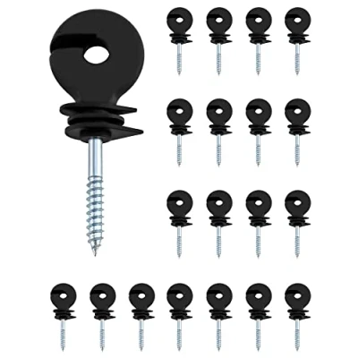 Image of QWORK® 20Pcs Electric Fencing Ring Insulators, Wire Mesh Insulator, Wooden Post Insulator Screw in, for Ropes, Wires and Strands.