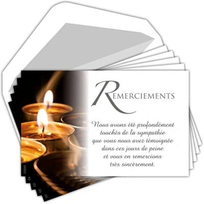 Image of Afie C5252 Pack of 5 Thank You Cards Our Loving Thoughts Supports in the Test Death Leaves Made France
