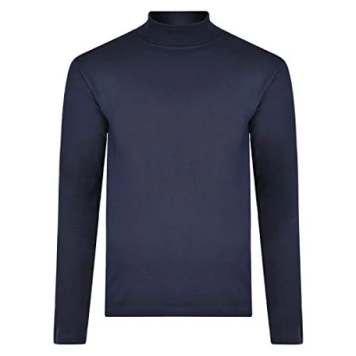 Image of Paradise Mens ROLL Neck Long Sleeve Cotton Polo Turtle UK Sizes M,L,XL,XXL,XXXL New (Dark Blue 3XL)