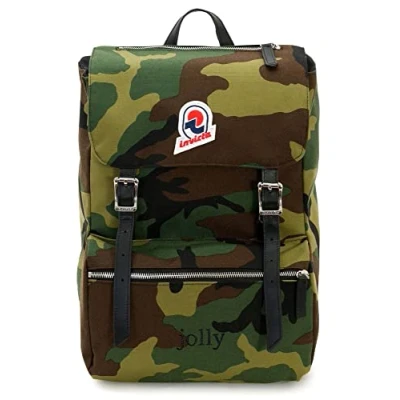 Image of Invicta Backpack, JOLLY PLAIN HERITAGE Knapsack, Casual Daypack, For Office, Day Trips &amp; Commuting, School, Sport, Free Time, Laptop Sleeve, Italian Design, green