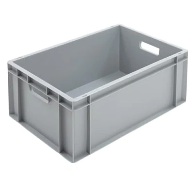 Image of BiGDUG Euro Stacking Boxes Heavy Duty Containers Storage Box Stackable Warehouse Crates (x4 Grey 230h x 400w 600d mm)
