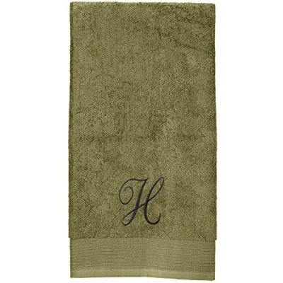 Image of HOMESCAPES Moss Green Personalised Bath Towel 700 GSM Combed 100% Egyptian Cotton 70 x 130 cm
