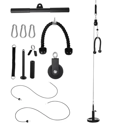 Image of SPORTNOW Cable Machine Pulley System, Lat Pull Down System with DIY Loading Weight for Home Gym Biceps Triceps Arm Shoulder Back Training