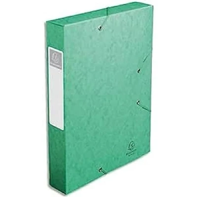Image of Exacompta Ref 16003H Cartobox Pressboard Filing Box 25 x 33cm, Suitable for A4 Documents, Elastic Straps on 2 Corners, 60mm Spine, FSC Certified Green (1 Item)