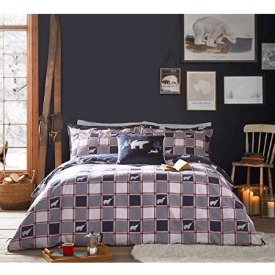 Image of Fat Face Polar Bear King Size Duvet Cover Set 100% Brushed Cotton Bedding