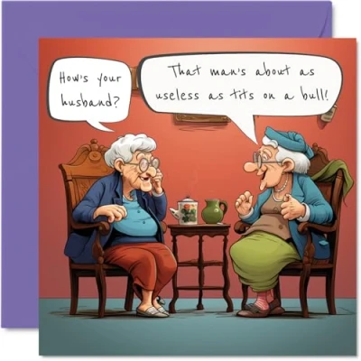 Image of Funny Birthday Cards for Women Her Time Tea Happy Card Mum Sister Daughter Nan Grandma Cousin Auntie, 145mm x Rude Joke Humour Ladies Greeting