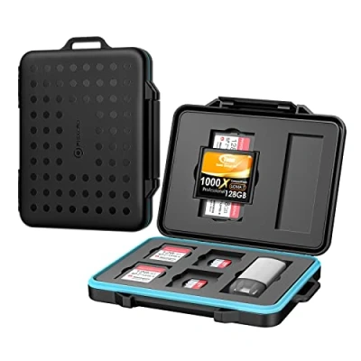 Image of PHIXERO 12 Slots Portable SD Card Holder Case, Memory Protector Storage Box for 6 SDHC SDXC Cards / 4 TF Micro 1 CF Readers