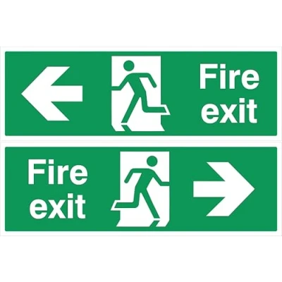 Image of FIRE EXIT LEFT/RIGHT 300x100 DOUBLE SIDED RIGID PVC