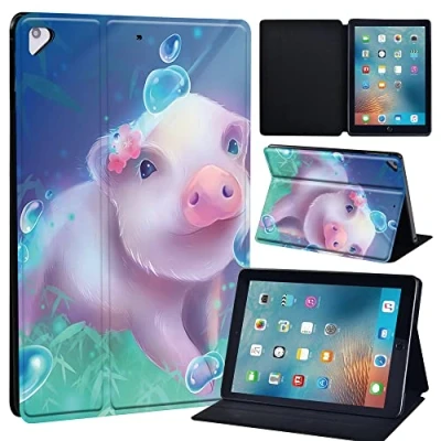 Image of Leather slim lightweight Stand Cover Case for Apple New iPad 9.7 2018 2017(6th Gen, 5th Gen)/iPad Air 2/iPad Air/iPad Pro Tablet with Auto Wake/Sleep (pink piggy)