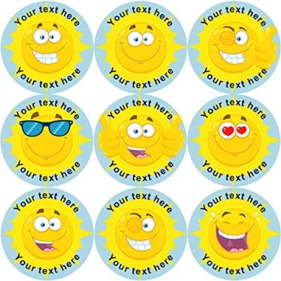 Image of 144 Happy Sun Personalised 30mm Reward Stickers for Summer, Teachers, Parents