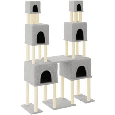 Image of vidaXL Cat Tree with Sisal Scratching Posts Light Grey 199 cm
