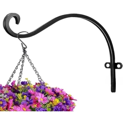 Image of Garden Mile® 8in Heavy Duty Outdoor Plant Hangers for Hanging Baskets Iron Brackets Plants Outside Metal Hooks (8in Round Hook)