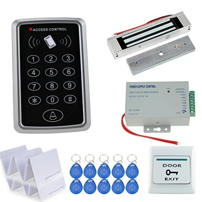 Image of HFeng Door Access Control System RFID Controller Kit Keypad 125KHz with Power Supply + 180kg Waterproof Electric Magnetic Lock 20 Cards