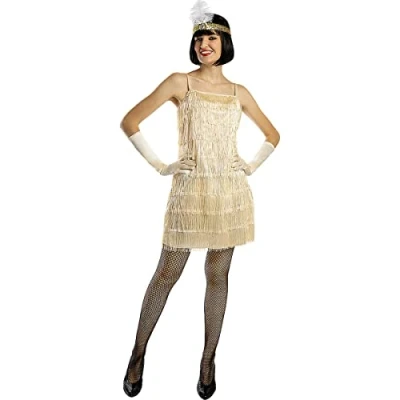 Image of Funidelia 1920s Flapper Costume in Gold for woman 20s, Cabaret, Gangster, Decades Costumes adults, accessory fancy dress &amp; props Halloween, carnival parties Size M Golden
