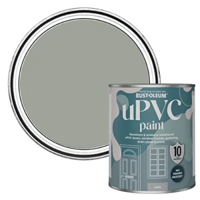 Image of Rust Oleum Green uPVC Door and Window Paint In Satin Finish Tea Leaf 750ml