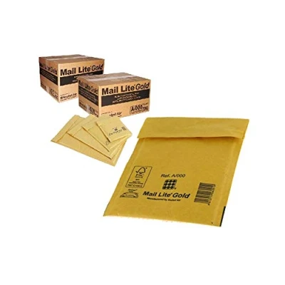Image of 100 x Gold Padded Bubble Lined 110x160mm Mail Lite Envelopes A/000