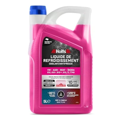 Image of Holts HAFR0006B Antifreeze Coolant for Car VW Audi Seat Skoda G12, G12+, G12++, G13, G12 EVO 10 year 300k mile long life protection to 30C, Pink, 5 Litre