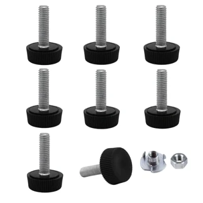 Image of SKIR&#039;CO 8 pcs, Furniture Leveling Feet M6 x 20 mm, Adjustable Round Legs mm Diameter, Thread Leveler Foot (Nuts Included)