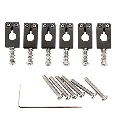 Image of Musiclily Ultra 10.5mm Brass PRS Style Tremolo Bridge Saddles for Strat Electric Guitar, Black (Set of 6)