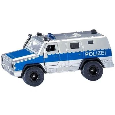 Image of siku 2304, Police Patrol Car &#039;Rheinmetall MAN Survivor R&#039;, 1:50, Metal/Plastic, Silver/Blue, Doors Openable