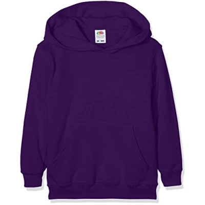 Image of FRUIT OF THE LOOM Unisex Baby Pull over Classic Hooded Sweat, Purple (Purple Pe), 14 15 Years UK