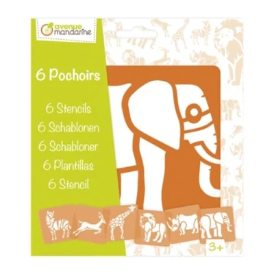 Image of Avenue Mandarine Ref 42442MD Stencil Set Savannah Animals Designs 6 Stencils Per Pack, Translucent for Easy Placement, Compatible with Felt Tips, Pencils, Paint &amp; More