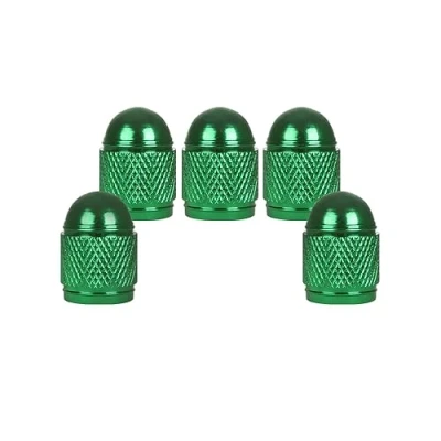 Image of SENZEAL 5Pcs Tyre Valve Caps Bullet Style Universal Car Dust Cap Aluminum Tire Stem for Bikes Cars Motorcycles Trucks SUVs Green